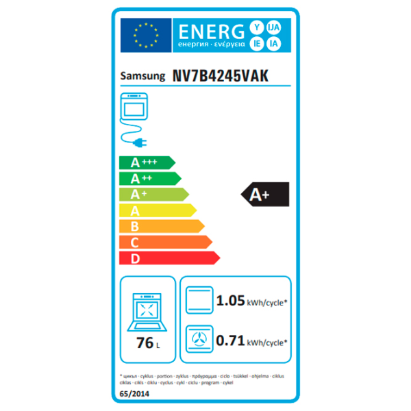 Духовой шкаф Samsung NV7B4245VAK/WT 76 л 3950 Вт Черный photo 17