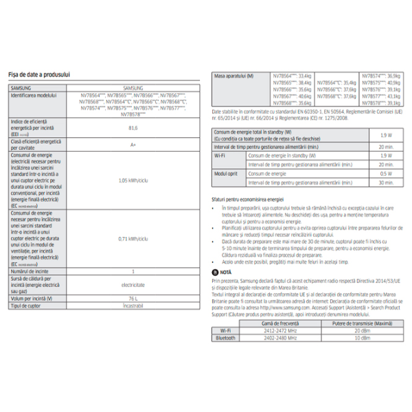 Cuptor încorporabil Samsung NV7B5745TAS/WT 76 l 3950 W Silver photo 11