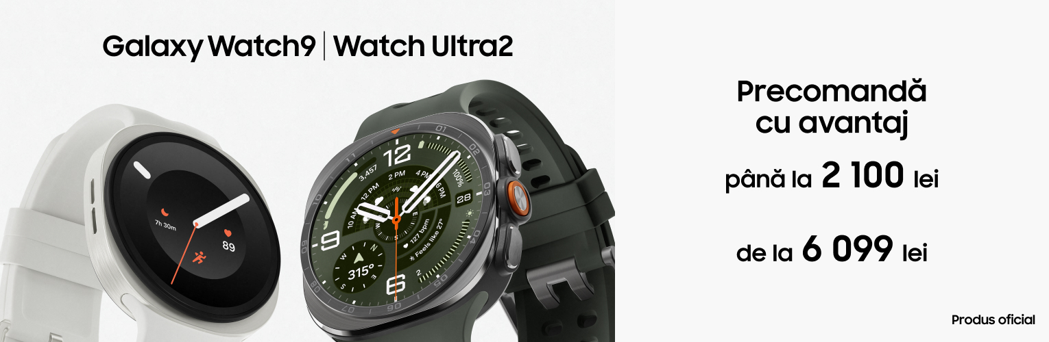Alege unul dintre cele mai noi modele: Galaxy Watch 9 sau Galaxy Watch Ultra 2 și precomandă de la 6 099 lei